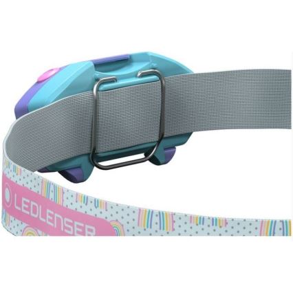 Ledlenser KIDLED2 RAINBOW - Lampe frontale pour enfant à LED dimmable, LED/1xAAA, IPX4, 40 lm, autonomie 20 h, violet