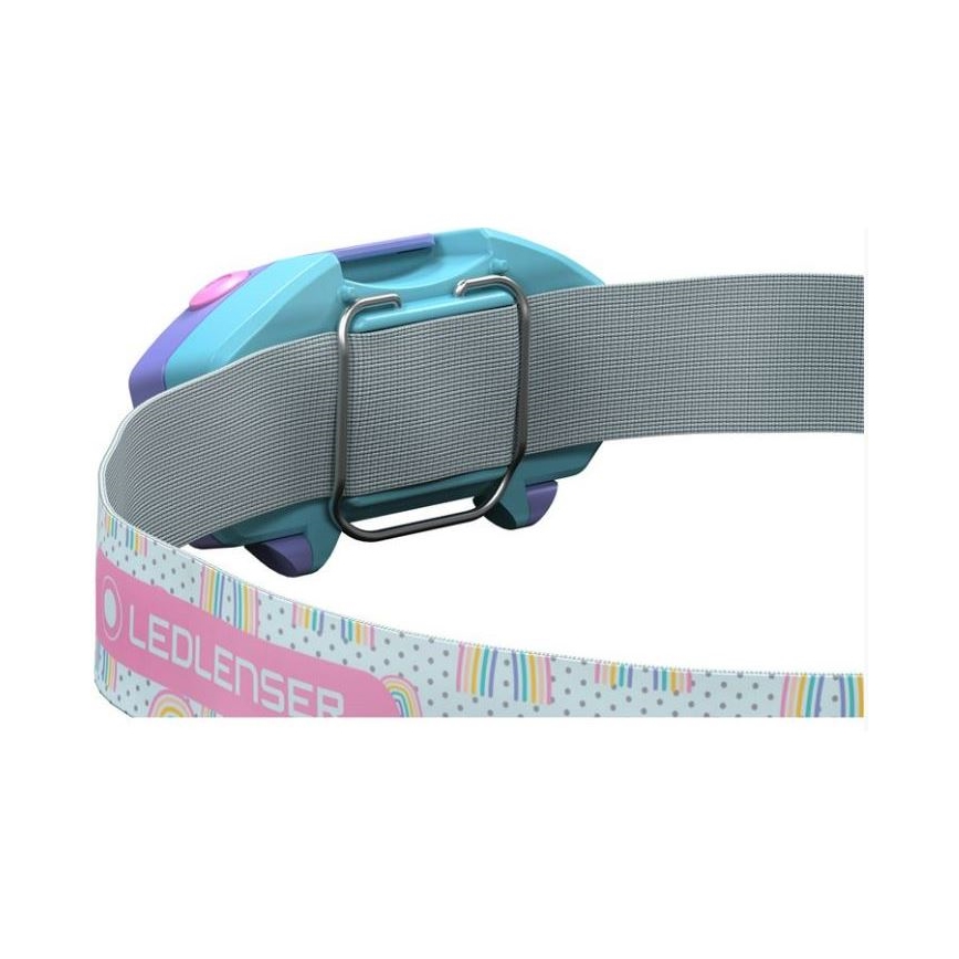 Ledlenser KIDLED2 RAINBOW - Lampe frontale pour enfant à LED dimmable, LED/1xAAA, IPX4, 40 lm, autonomie 20 h, violet