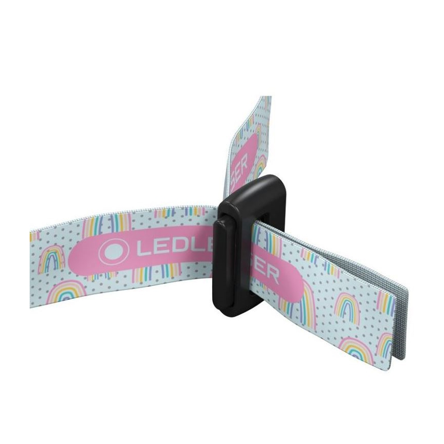 Ledlenser KIDLED4R RAINBOW - Lampada frontale ricaricabile per bambini a LED dimmerabile, 280 mAh, IPX4, 40 lm, 18 h, viola