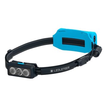 Ledlenser NEO9R - Lampada frontale ricaricabile a LED dimmerabile, 5000 mAh, IP54, 1200 lm, 120 ore, nero/blu