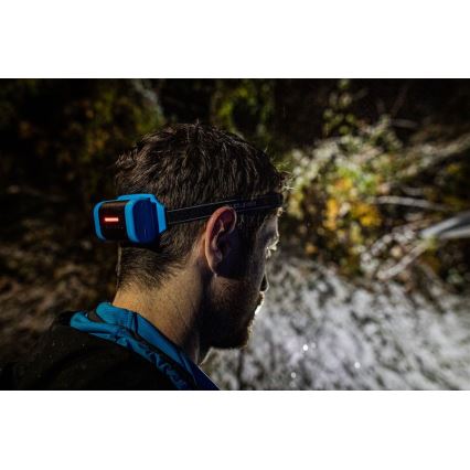 Ledlenser NEO9R - Lampada frontale ricaricabile a LED dimmerabile, 5000 mAh, IP54, 1200 lm, 120 ore, nero/blu