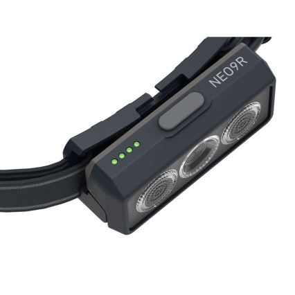 Ledlenser NEO9R - lampada frontale ricaricabile a LED dimmerabile, 5000 mAh, IP54, 1200 lm, 120 h, nero/grigio