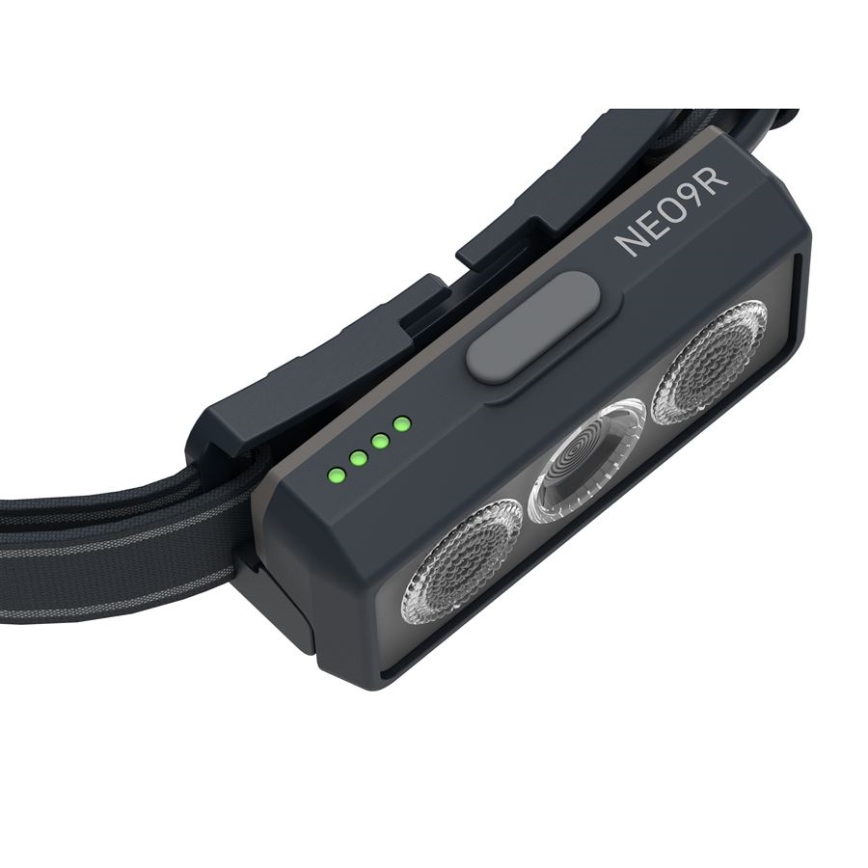 Ledlenser NEO9R - lampada frontale ricaricabile a LED dimmerabile, 5000 mAh, IP54, 1200 lm, 120 h, nero/grigio
