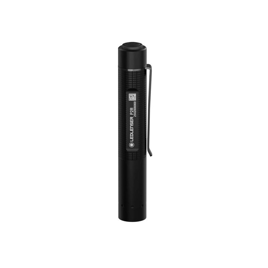 Ledlenser P2R - Lampe de poche LED rechargeable à intensité réglable, 1x AAA / 300 mAh, IP54, 200 lm, 8 h, noire
