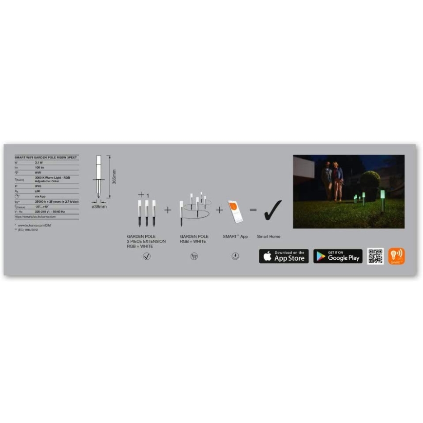 Ledvance - SET 3x LED RGBW Erweiterungsset für Außenleuchte SMART+ MINI 3xLED/3,1W/230V IP65 Wi-Fi