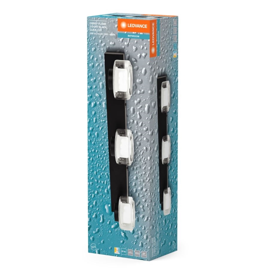 Ledvance - Applique a LED da bagno ORBIS FLAME 3xLED/5,5W/230V 3000/4000K IP44 nero