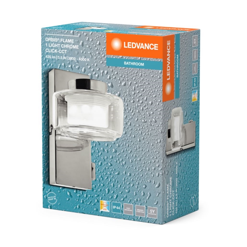 Ledvance - Applique a LED da bagno ORBIS FLAME LED/5,5W/230V 3000/4000K IP44 cromo
