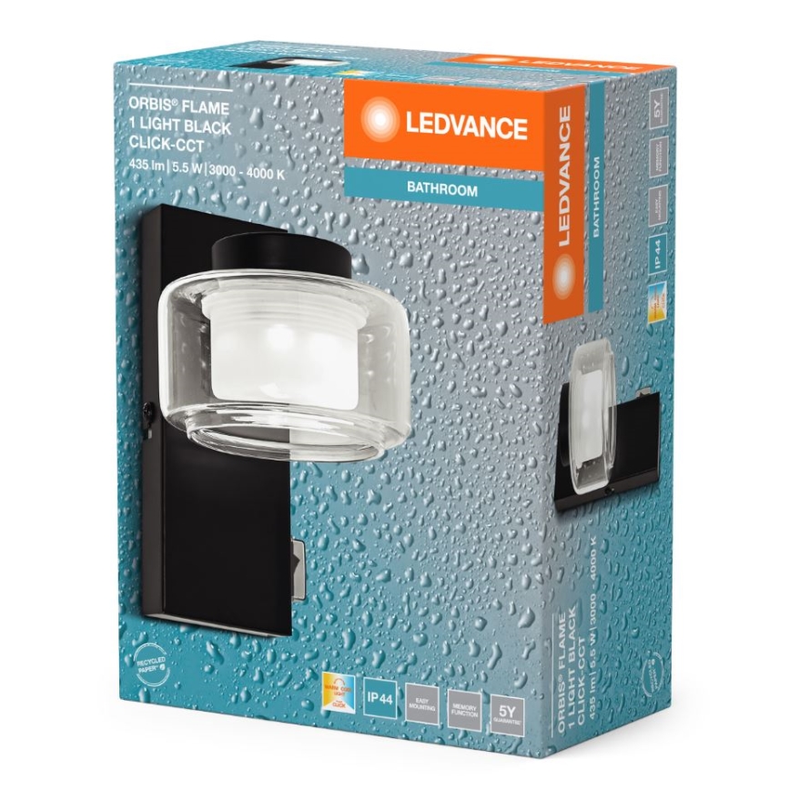 Ledvance - Applique a LED da bagno ORBIS FLAME LED/5,5W/230V 3000/4000K IP44 nero