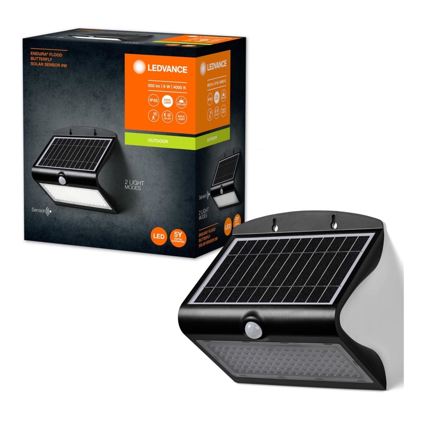 Ledvance - Applique a LED solare con sensore FARFALLA LED/8W/3,7V IP65
