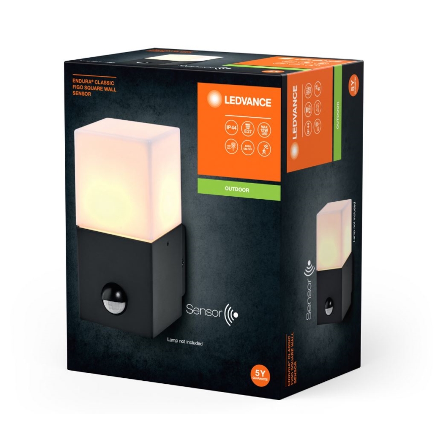 Ledvance - Applique da esterno con sensore FIGO SQUARE 1xE27/20W/230V