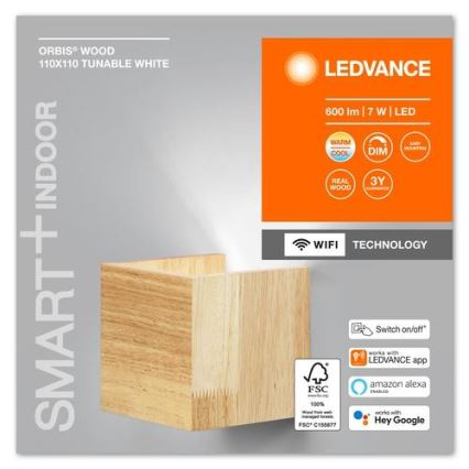 Ledvance - Applique LED dimmerabile SMART+ WOOD LED/7W/230V 3000-6500K Wi-Fi