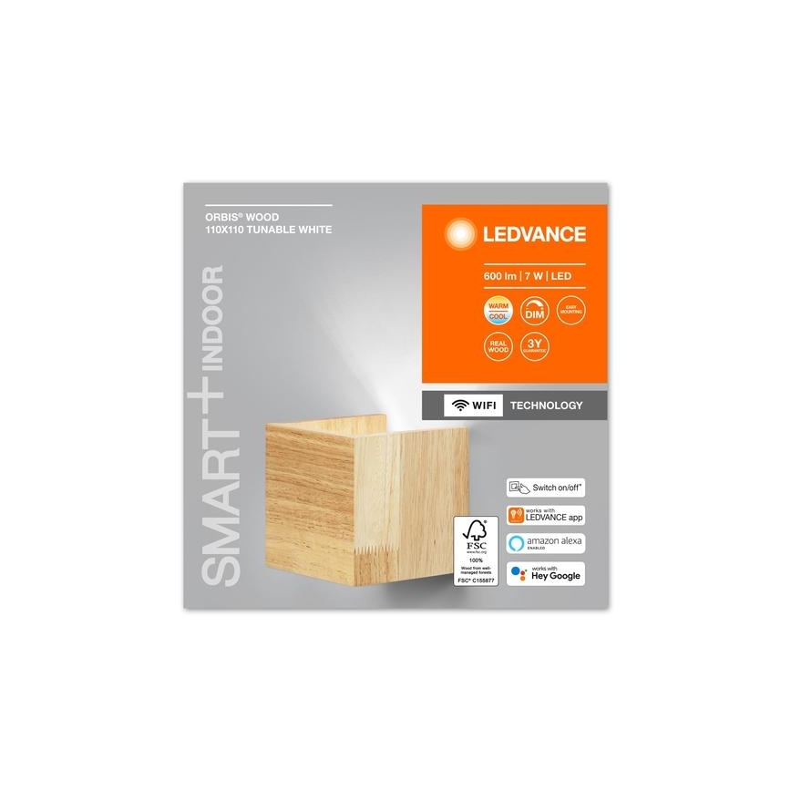 Ledvance - Applique LED dimmerabile SMART+ WOOD LED/7W/230V 3000-6500K Wi-Fi