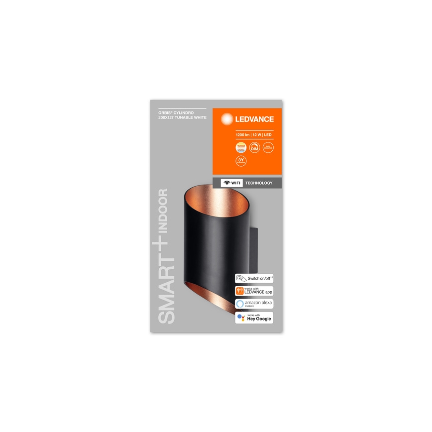 Ledvance - Applique murale à intensité variable SMART+ CYLINDRO LED/12W/230V 3000-6500K Wi-Fi noire