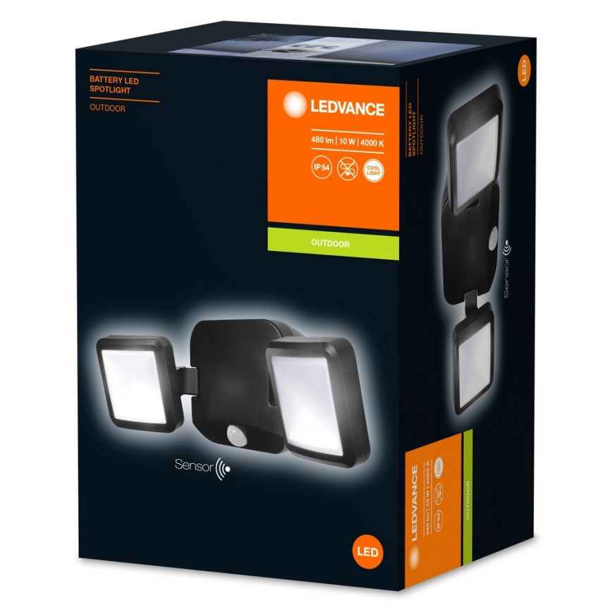 Ledvance - Applique murale LED d'extérieur avec détecteur BATTERY 2xLED/10W/6V IP54