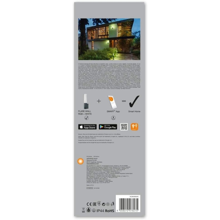 Ledvance - Applique murale LED RVBW extérieur SMART+ FLARE LED/7,5W/230V IP44 Wi-Fi