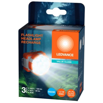 Ledvance - Aufladbare LED-Stirnlampe FLASHLIGHT LED/1,5W/5V 1200 mAh