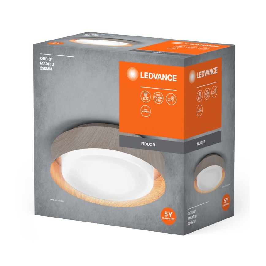 Ledvance - Deckenleuchte ORBIS MADRID 2xE27/10W/230V Holz