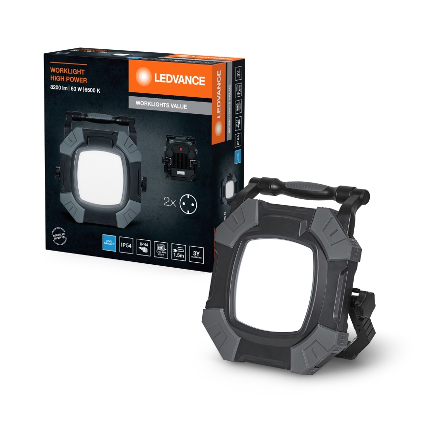 Ledvance - Dimmbare LED-Arbeitsleuchte mit 2 Steckdosen WORKLIGHT VALUE LED/60W/230V IP54