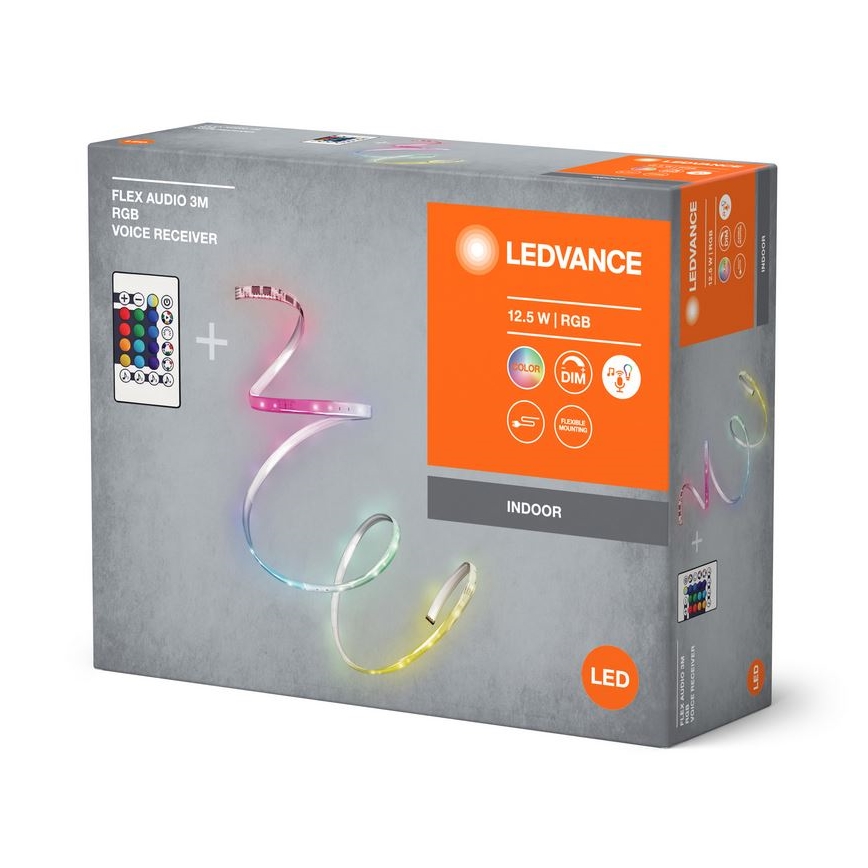 Ledvance - Dimmbarer LED-RGB-Streifen FLEX AUDIO 3m LED/12,5W/230V + Fernbedienung