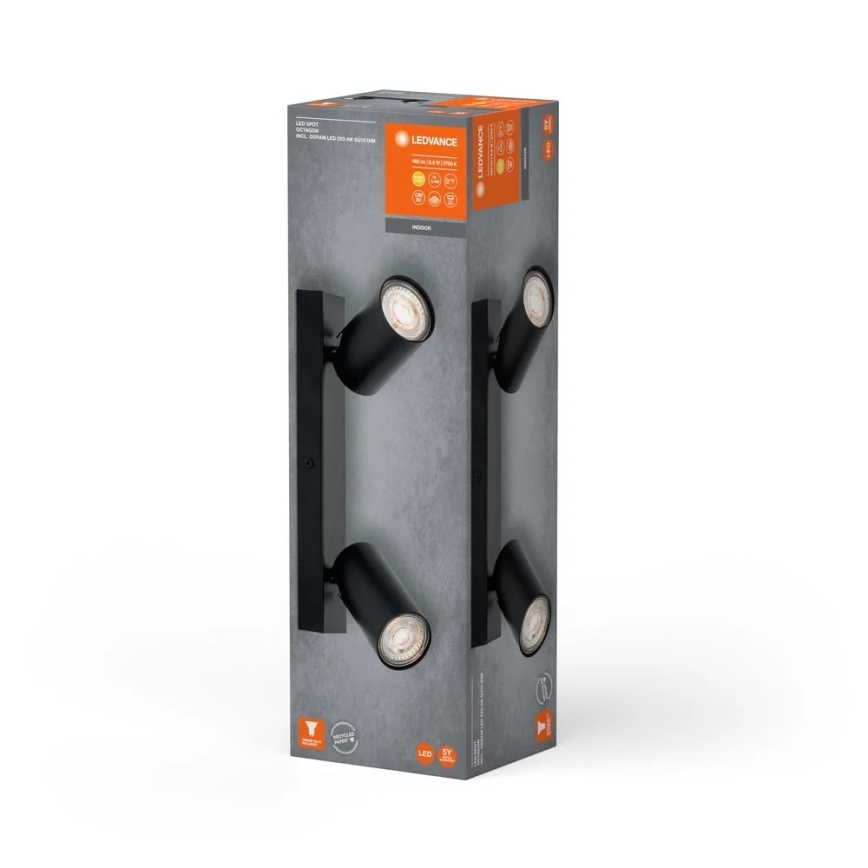 Ledvance - faretto LED da parete OCTAGON 2xGU10/3,4W/230V 2700K nero