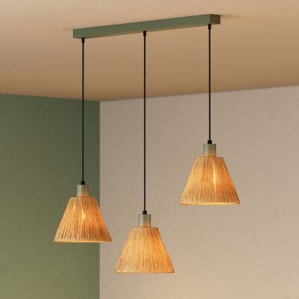 Ledvance - Hängeleuchte DECOR RAFFIA 3xE27/15W/230V Raffiabast