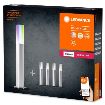 Ledvance - SET 5x Lampada da esterno dimmerabile LED RGBW SMART+ GARDENPOLE LED/6W/230V IP44