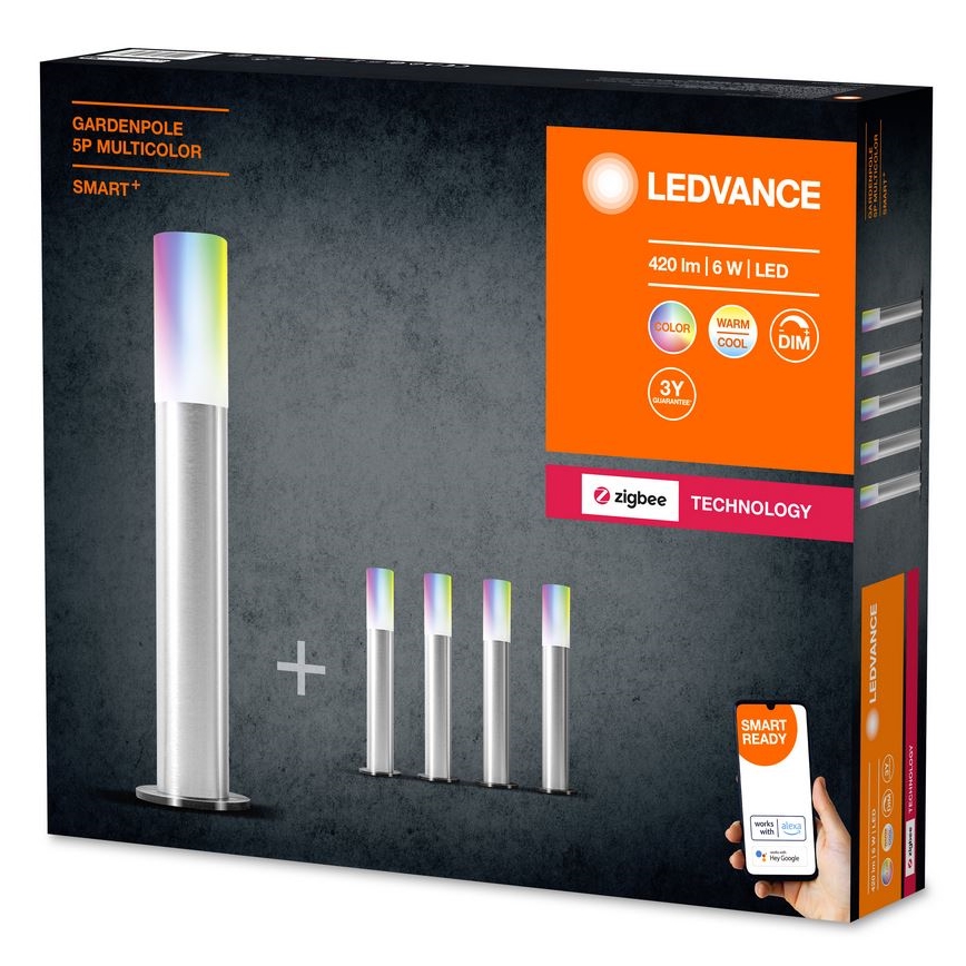 Ledvance - SET 5x Lampada da esterno dimmerabile LED RGBW SMART+ GARDENPOLE LED/6W/230V IP44