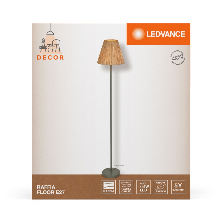 Ledvance - Lampada con piedistallo DECOR RAFFIA 1xE27/15W/230V bastone di rafia