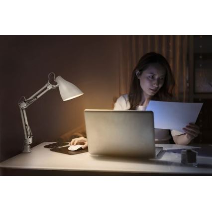 Ledvance - Lampada da tavolo con morsetto PEAR 1xE27/11W/230V bianca