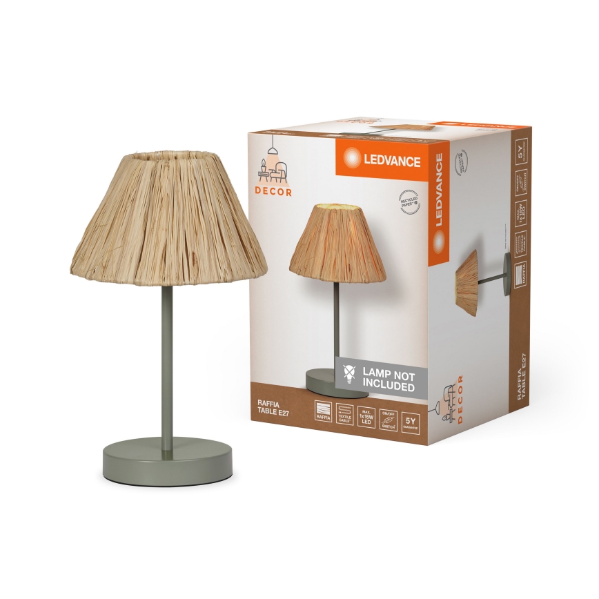 Ledvance - Lampada da tavolo DECOR RAFFIA 1xE27/15W/230V bastone di rafia