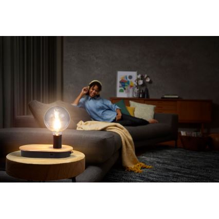 Ledvance - Lampada da tavolo touch con connettore USB DECOR WOOD 1xE27/8W/230V gomma di caucciù