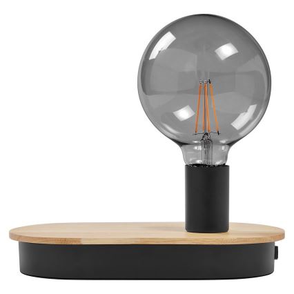 Ledvance - Lampada da tavolo touch con connettore USB DECOR WOOD 1xE27/8W/230V gomma di caucciù