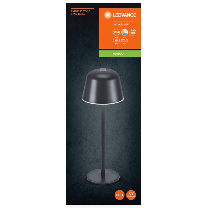 Ledvance - Lampada LED dimmerabile per esterni ricaricabile TAVOLO LED/2,5W/5V IP54 nero