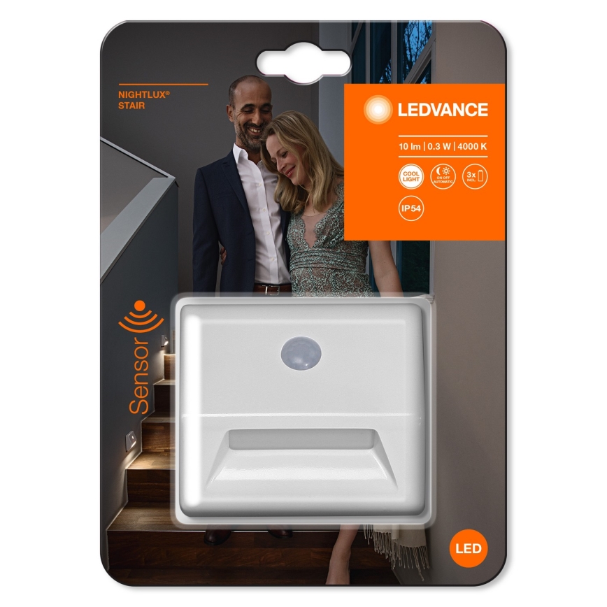 Ledvance - Lampada LED per le scale con sensore NIGHTLUX LED/0,25W/3xAAA IP54