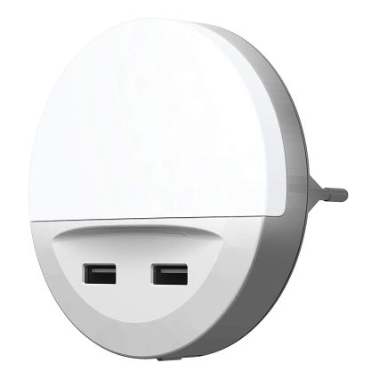 Ledvance - Lampada notturna a spina con sensore LUNETTA 2xUSB LED/13W/230V