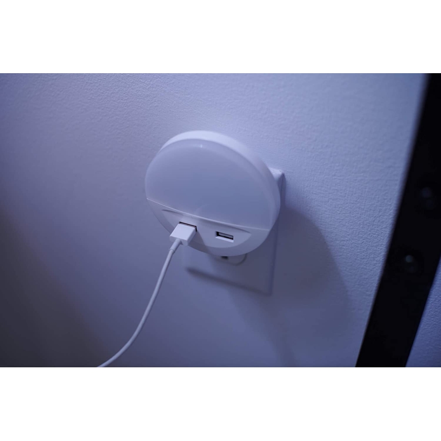 Ledvance - Lampada notturna a spina con sensore LUNETTA 2xUSB LED/13W/230V