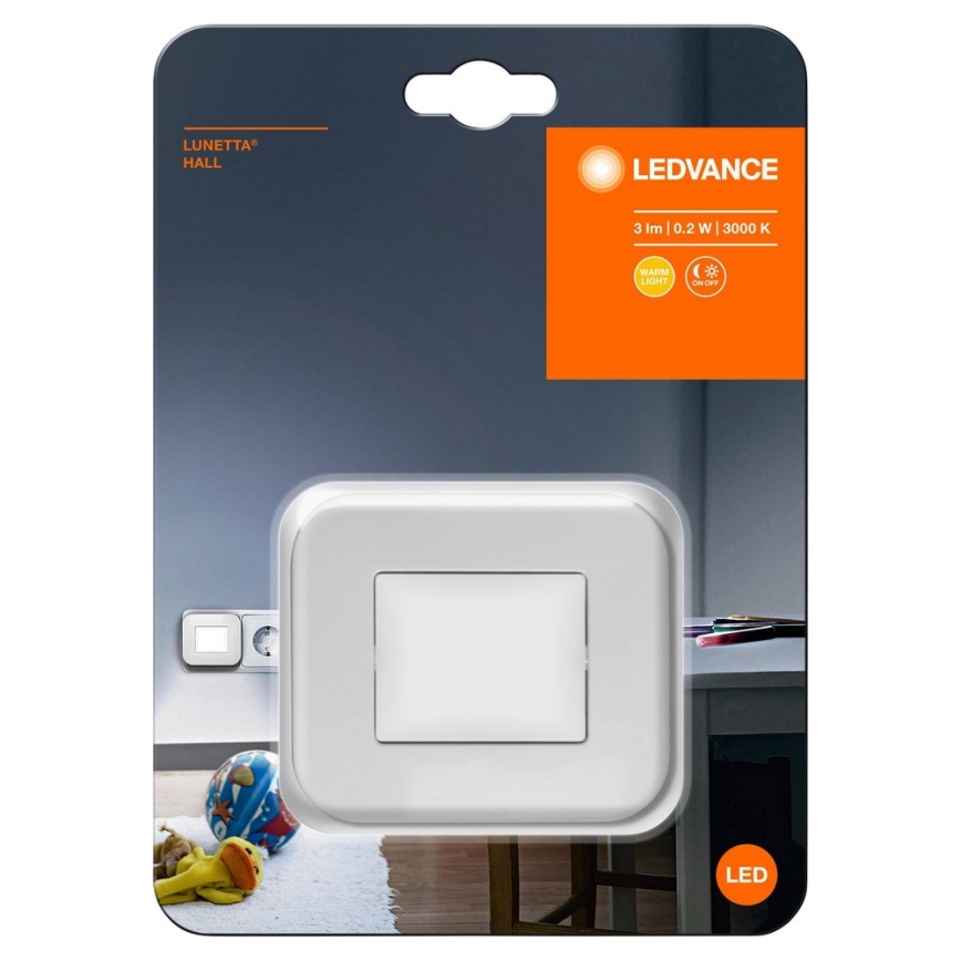 Ledvance - Lampada notturna LED con sensore crepuscolare LUNETTA LED/0,2W/230V 3000K
