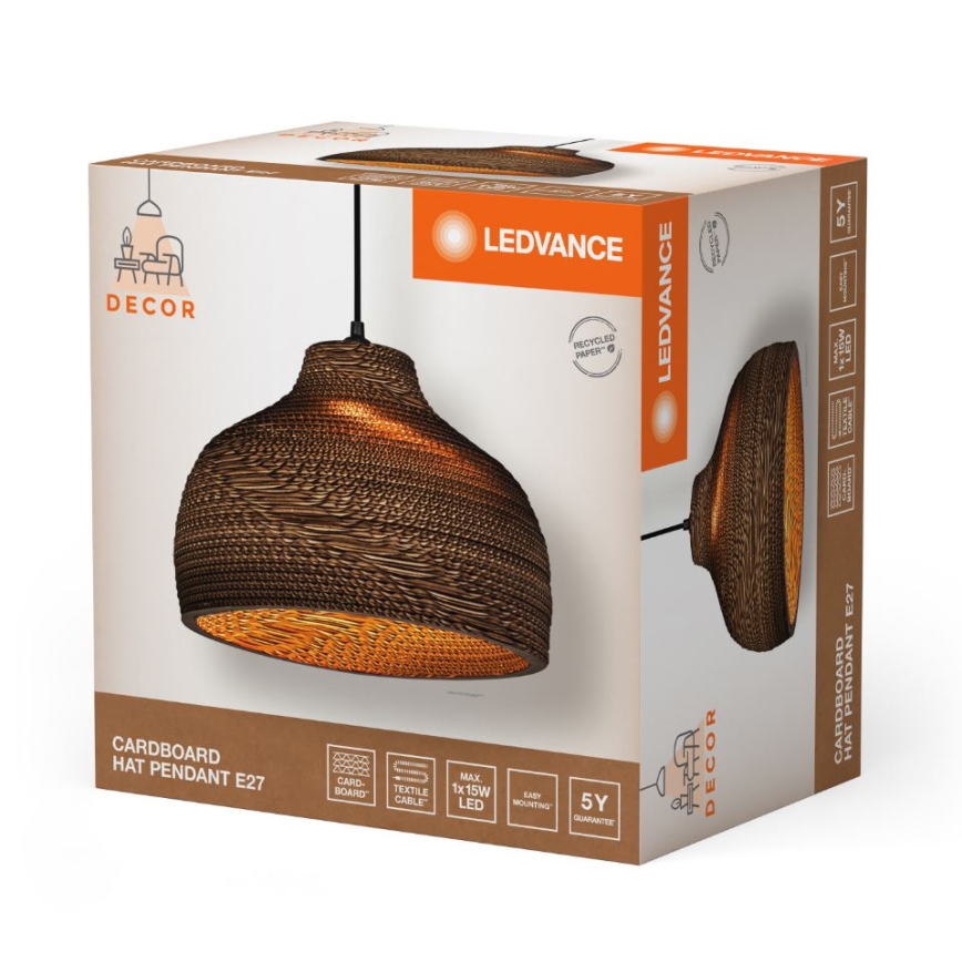 Ledvance - Lampadario a sospensione con filo DECOR CARDBOARD 1xE27/15W/230V diametro 36 cm