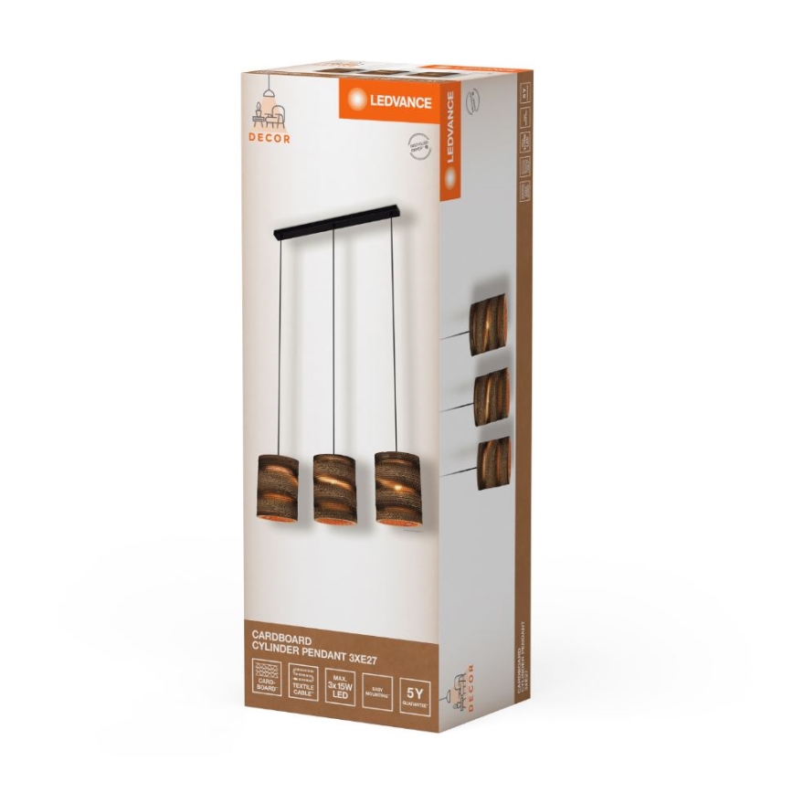 Ledvance - Lampadario a sospensione con filo DECOR CARDBOARD 3xE27/15W/230V