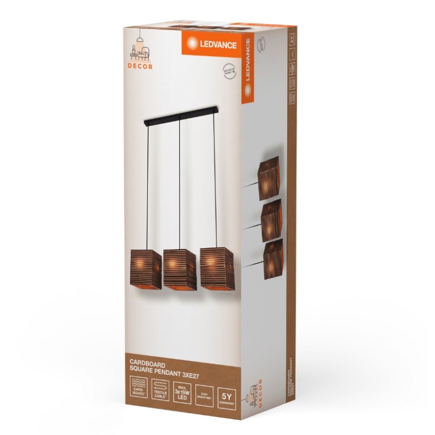 Ledvance - Lampadario a sospensione con filo DECOR CARDBOARD 3xE27/15W/230V