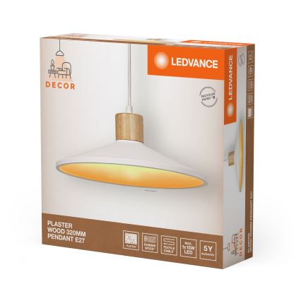 Ledvance - Lampadario a sospensione con filo DECOR PLASTER 1xE27/25W/230V diametro 32 cm gesso bianco