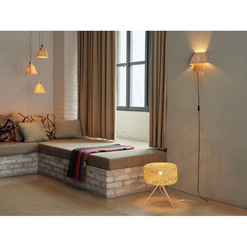 Ledvance - Lampadario a sospensione con filo DECOR RAFFIA 3xE27/15W/230V bastone di rafia
