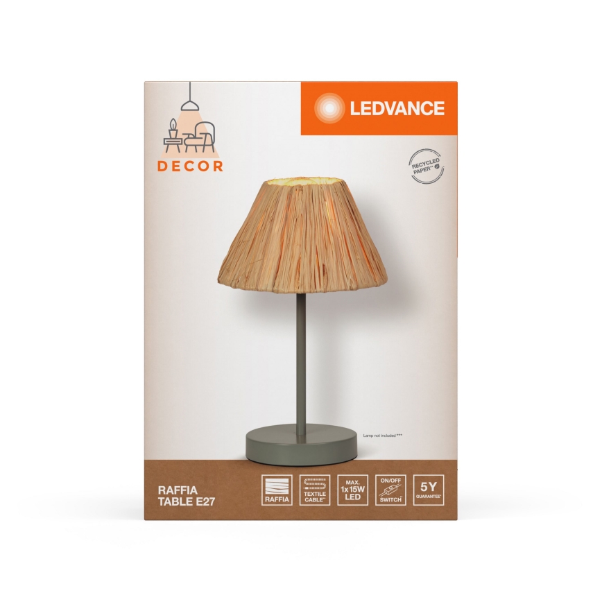 Ledvance - Lampe de table DECOR RAFFIA 1xE27/15W/230V pelote de raphia