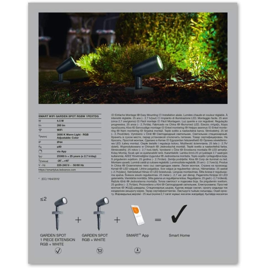 Ledvance - Kit d'extension LED RGBW Lampe extérieur SMART+ SPOT LED/4,5W/230V IP65 Wi-Fi