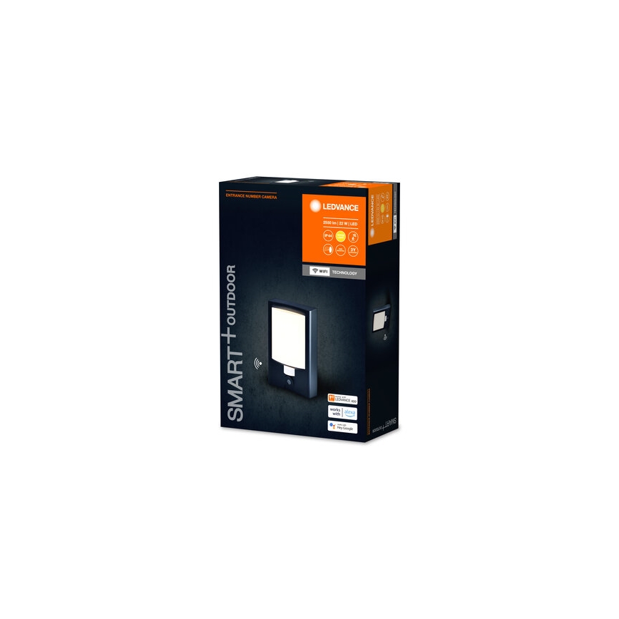 Ledvance - Dimmbare LED-Outdoor-Wandleuchte mit Sensor und Kamera SMART+ LED/22W/230V IP44 Wi-Fi