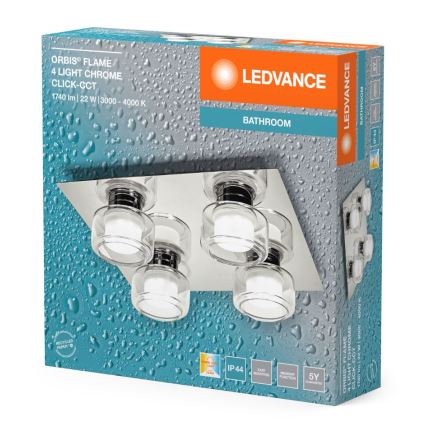 Ledvance - LED-Deckenleuchte für Badezimmer ORBIS FLAME 4xLED/5,5W/230V 3000/4000K IP44 Chrom