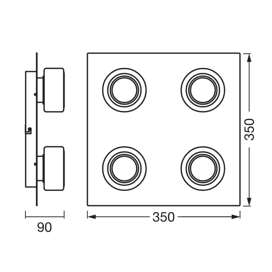 Ledvance - LED-Deckenleuchte für Badezimmer ORBIS FLAME 4xLED/5,5W/230V 3000/4000K IP44 schwarz