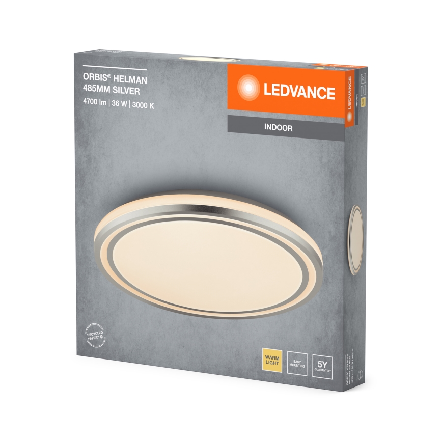 Ledvance - LED-Deckenleuchte ORBIS HELMAN LED/36W/230V d 48,5 cm silbern