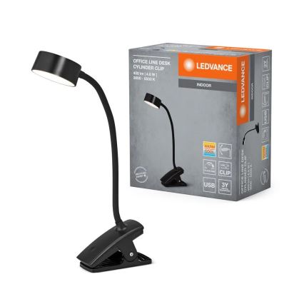 Ledvance - Lampada da tavolo LED dimmerabile a sfioramento con clip CYLINDER LED/4,8W/5V 3000-6500K nero