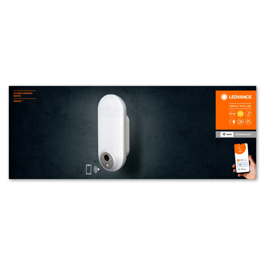 Ledvance - Dimmbare LED-RGBW-Wandleuchte für den Außenbereich mit Sensor und Kamera SMART+ LED/15W/230V Wi-Fi IP44